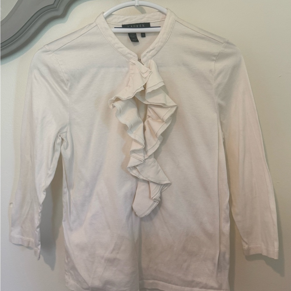 Ralph Lauren Cream Ruffle Blouse